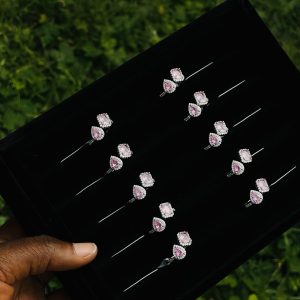 CM silver pink square oval shape ring 035 1pcs
