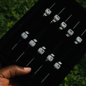 CM gold square stoned ring 036 1pcs