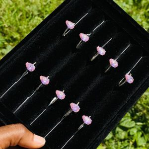 CM gold pink oval ring 038 1pcs size 7