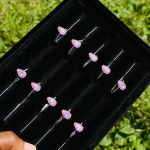 CM gold pink oval ring 037 1pcs size 6