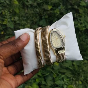 BVLGARI gold gold face spiral watch