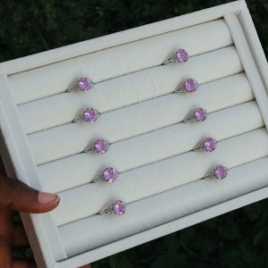 CM silver pink butterfly ring 055 1pcs