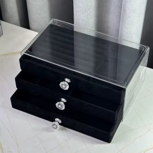 Black suede jewelry organizer