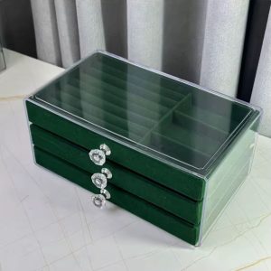 Green suede jewelry organizer