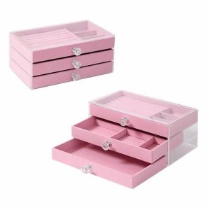 Pink suede jewelry organizer