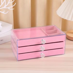 Pink suede jewelry organizer