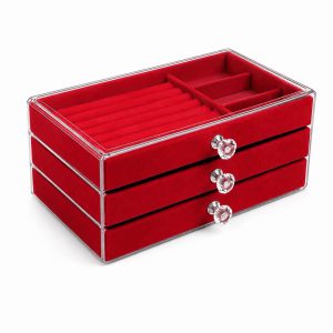 Red suede jewelry organizer